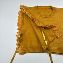 Load image into Gallery viewer, Girls soft feel, knit lace trim top, L: 29cm, EUC, size 10,  