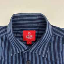 Load image into Gallery viewer, Boys FRED BRACKS, navy &amp; blue stripe long sleeve shirt, EUC, size 8,  