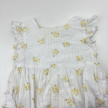 Load image into Gallery viewer, Girls The Little White Co, floral organic cotton romper, light mark at neck, FUC, size 0,  