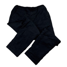 Load image into Gallery viewer, Boys Uniqlo, fleece lined black stretch cotton pants, elasticated, Inside leg: 47.5cm, GUC, size 6,  