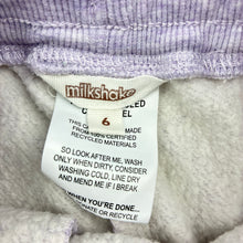 Load image into Gallery viewer, Girls Milkshake, purple fleece lined track pants, Inside leg: 48.5cm, FUC, size 6,  