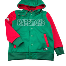 Load image into Gallery viewer, Unisex NRL Supporter, Rabbitohs fleece lined hooded jacket / sweater, EUC, size 8,  
