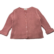 Load image into Gallery viewer, Girls Ponchik, pink ribbed knit cotton cardigan, FUC, size 1,  