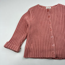 Load image into Gallery viewer, Girls Ponchik, pink ribbed knit cotton cardigan, FUC, size 1,  