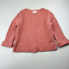 Load image into Gallery viewer, Girls Ponchik, pink ribbed knit cotton cardigan, FUC, size 1,  