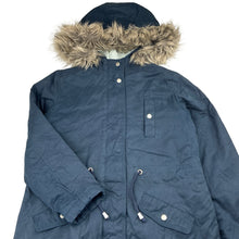 Load image into Gallery viewer, Girls Tilii, navy hooded jacket / coat, L: 60cm, EUC, size 10,  