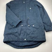 Load image into Gallery viewer, Girls Tilii, navy hooded jacket / coat, L: 60cm, EUC, size 10,  