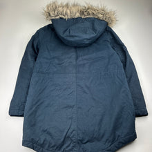 Load image into Gallery viewer, Girls Tilii, navy hooded jacket / coat, L: 60cm, EUC, size 10,  