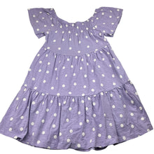 Load image into Gallery viewer, Girls Target, purple &amp; white spot cotton dress, GUC, size 7, L: 65cm