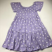 Load image into Gallery viewer, Girls Target, purple &amp; white spot cotton dress, GUC, size 7, L: 65cm