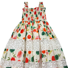 Load image into Gallery viewer, Girls CC.BB, lined floral cotton &amp; lace dress, FUC, size 8, L: 80cm
