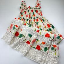 Load image into Gallery viewer, Girls CC.BB, lined floral cotton &amp; lace dress, FUC, size 8, L: 80cm