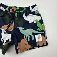 Load image into Gallery viewer, Boys Country Road, cotton blend board shorts, elasticated, dinosaurs, GUC, size 2,  