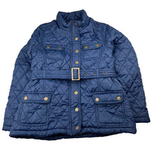 Load image into Gallery viewer, Girls Pumpkin Patch, navy quilted jacket / coat, no size, armpit to armpit: 36cm, shoulder to cuff: 50cm, GUC, size 10,  