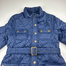 Load image into Gallery viewer, Girls Pumpkin Patch, navy quilted jacket / coat, no size, armpit to armpit: 36cm, shoulder to cuff: 50cm, GUC, size 10,  