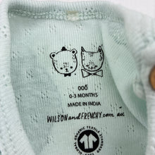 Load image into Gallery viewer, Unisex Wilson and Frenchy, pointelle organic cotton bodysuit / romper, GUC, size 000,  