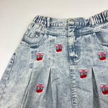 Load image into Gallery viewer, Girls SHEIN, embroidered denim skirt, elasticated, L: 41cm, GUC, size 12,  