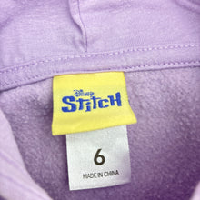 Load image into Gallery viewer, Girls Disney, Stitch fleece lined hoodie sweater, marks back left cuff, FUC, size 6,  