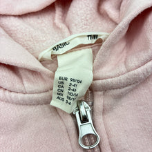 Load image into Gallery viewer, Girls H&amp;M, pink fleece lined zip hoodie sweater, marks on cuffs, FUC, size 3-4,  