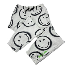 Load image into Gallery viewer, Unisex H&amp;M, SMILEY WORLD fleece lined track pants, elasticated, Inside leg: 54cm, FUC, size 11,  