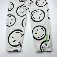 Load image into Gallery viewer, Unisex H&amp;M, SMILEY WORLD fleece lined track pants, elasticated, Inside leg: 54cm, FUC, size 11,  