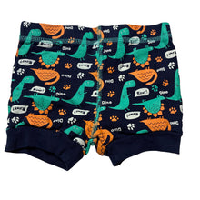 Load image into Gallery viewer, Unisex Dymples, navy cotton shorts, dinosaurs, elasticated, EUC, size 1,  