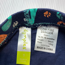 Load image into Gallery viewer, Unisex Dymples, navy cotton shorts, dinosaurs, elasticated, EUC, size 1,  