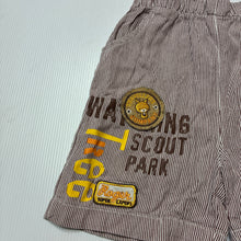 Load image into Gallery viewer, Boys striped, cotton shorts, elasticated, no labels, W: 21cm across unstretched, GUC, size 2,  