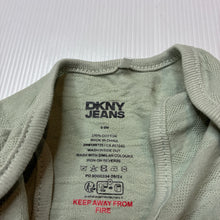 Load image into Gallery viewer, Unisex DKNY Jeans, green cotton bodysuit / romper, EUC, size 0,  