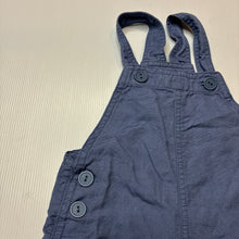 Load image into Gallery viewer, Unisex Rupert &amp; Rosie, blue cotton overalls / shortalls, EUC, size 2-3,  