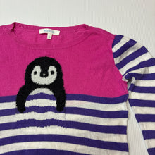 Load image into Gallery viewer, Girls Mix Kids, lightweight knitted cotton sweater / jumper, penguin, GUC, size 3,  