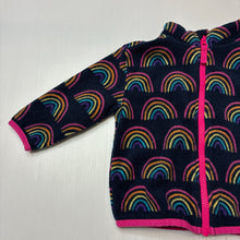 Load image into Gallery viewer, Girls Anko, fleece zip up sweater / jumper, rainbows, FUC, size 1,  