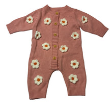 Load image into Gallery viewer, Girls SHEIN, pink knitted romper, flowers, EUC, size 000,  