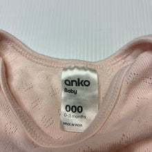 Load image into Gallery viewer, Girls Anko, pink pointelle cotton bodysuit / romper, GUC, size 000,  
