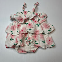 Load image into Gallery viewer, Girls Anko, floral tiered crinkle cotton romper, EUC, size 0,  