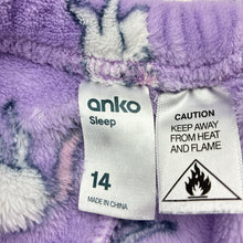 Load image into Gallery viewer, Girls Anko, fleece winter pyjama pants, unicorns, GUC, size 14,  