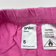 Load image into Gallery viewer, Girls Anko, pink cotton pyjama pants / bottoms, GUC, size 5,  