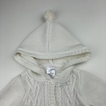 Load image into Gallery viewer, Girls Target, knitted cotton longline hooded cardigan, L: 33cm, EUC, size 000,  
