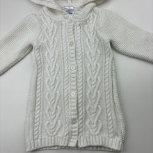 Load image into Gallery viewer, Girls Target, knitted cotton longline hooded cardigan, L: 33cm, EUC, size 000,  