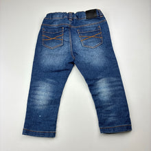 Load image into Gallery viewer, Unisex Target, blue stretch denim jeans, adjustable, Inside leg: 25.5cm, FUC, size 1,  