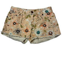 Load image into Gallery viewer, Girls Pink Sugar, floral stretch denim shorts, adjustable, light purple marks, FUC, size 8,  