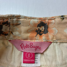 Load image into Gallery viewer, Girls Pink Sugar, floral stretch denim shorts, adjustable, light purple marks, FUC, size 8,  