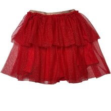 Load image into Gallery viewer, Girls Anko, lined red tulle &amp; gold glitter skirt, elasticated, GUC, size 8,  