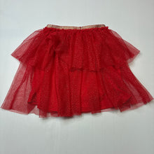Load image into Gallery viewer, Girls Anko, lined red tulle &amp; gold glitter skirt, elasticated, GUC, size 8,  