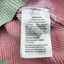 Load image into Gallery viewer, Girls Cotton On, metallic ribbed knit cardigan, marks back right cuff, FUC, size 5,  