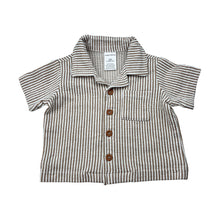Load image into Gallery viewer, Boys Baby Berry, striped short sleeve shirt, EUC, size 000,  