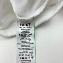 Load image into Gallery viewer, Unisex Next, white cotton bodysuit / romper, EUC, size 000,  