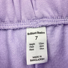 Load image into Gallery viewer, Girls Brilliant Basics, purple fleece lined track pants, Inside leg: 50cm, GUC, size 7,  