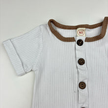 Load image into Gallery viewer, Boys ribbed, romper, small mark on front, FUC, size 0,  