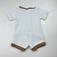 Load image into Gallery viewer, Boys ribbed, romper, small mark on front, FUC, size 0,  